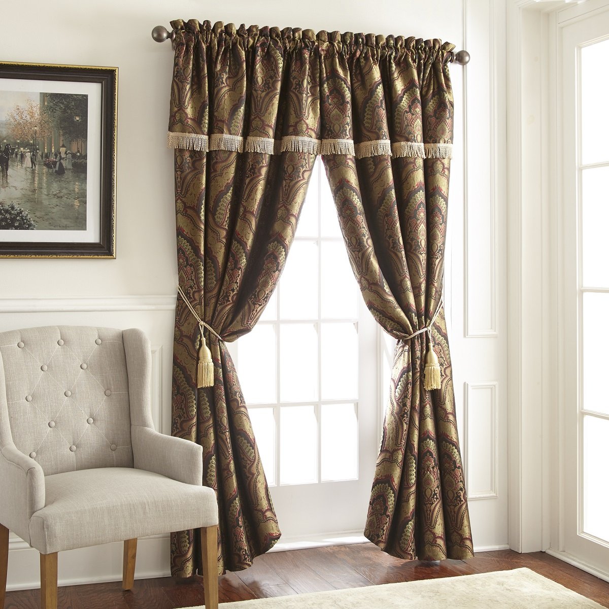Best curtains with attached valance for living room green