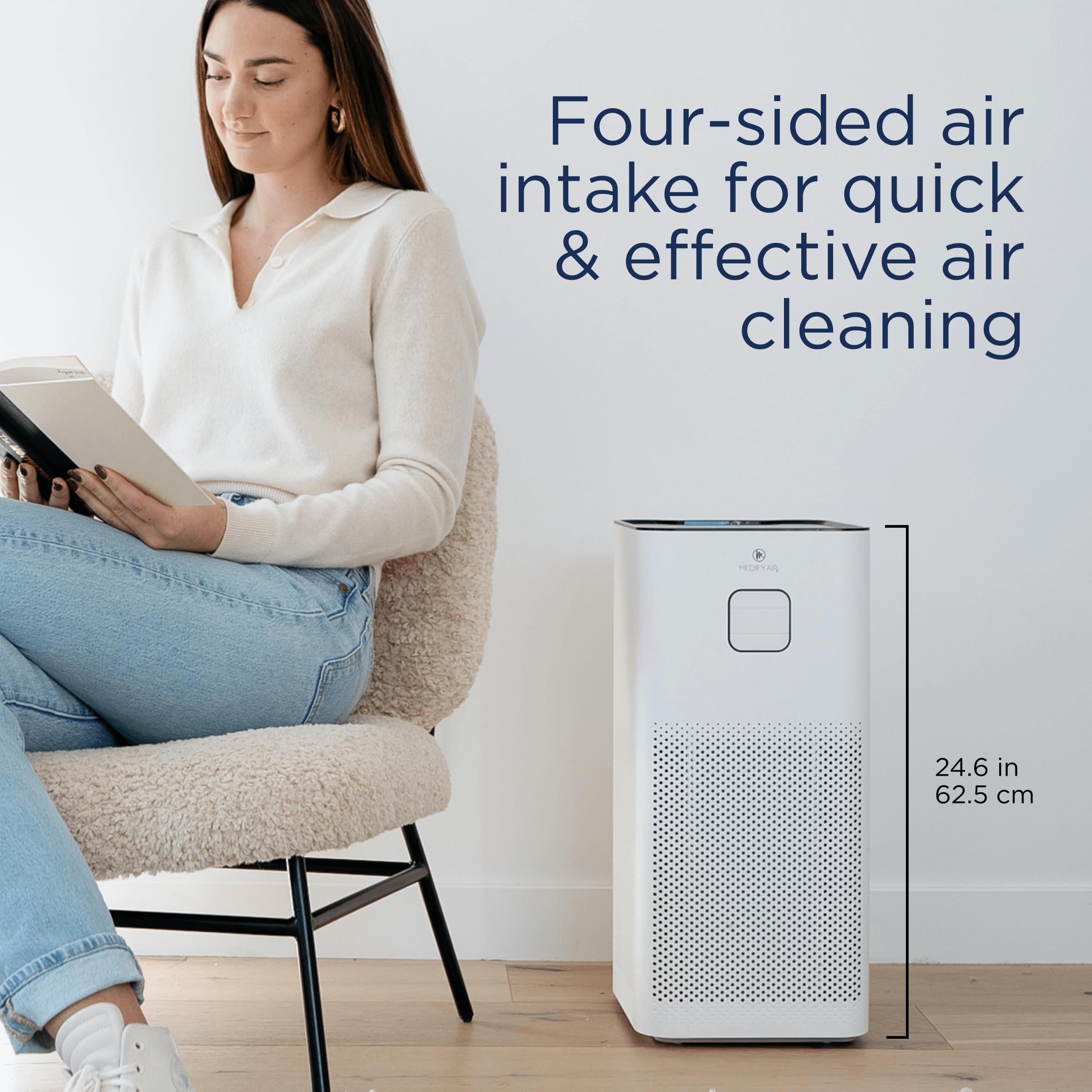 Medify MA-50 Air Purifier V3.0 with True HEPA H13 Filter | 2,640 ft² Coverage in 1hr for Smoke, Wildfires, Odors, Pollen, Pets | Removal to 0.1 Microns | White, 1-Pack