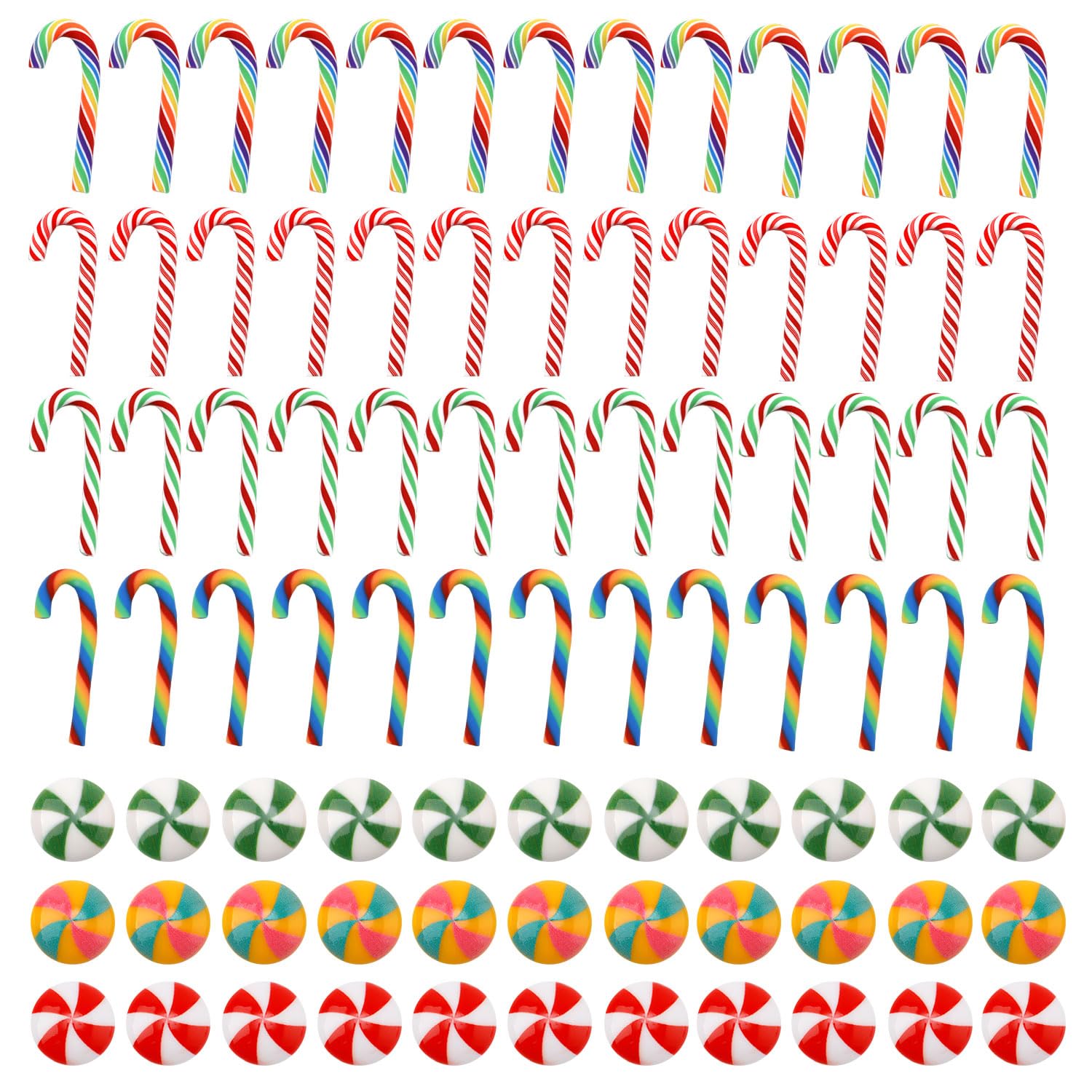 120pcs Mini Christmas Candy Cane Decorations - Miniature Clay Faux Canes for DIY Crafts, Knob Covers, and Mini Christmas Decor