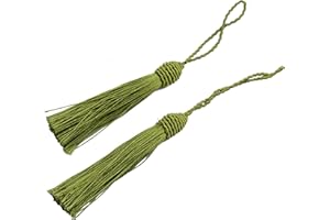MAKHRY 20pcs 15.5cm/6 Inch Silky Floss Bookmark Tassels with 2-Inch Cord Loop and Small Chinese Knot for Jewelry Making, Souvenir, Bookmarks, DIY Craft Accessory (Army Green)