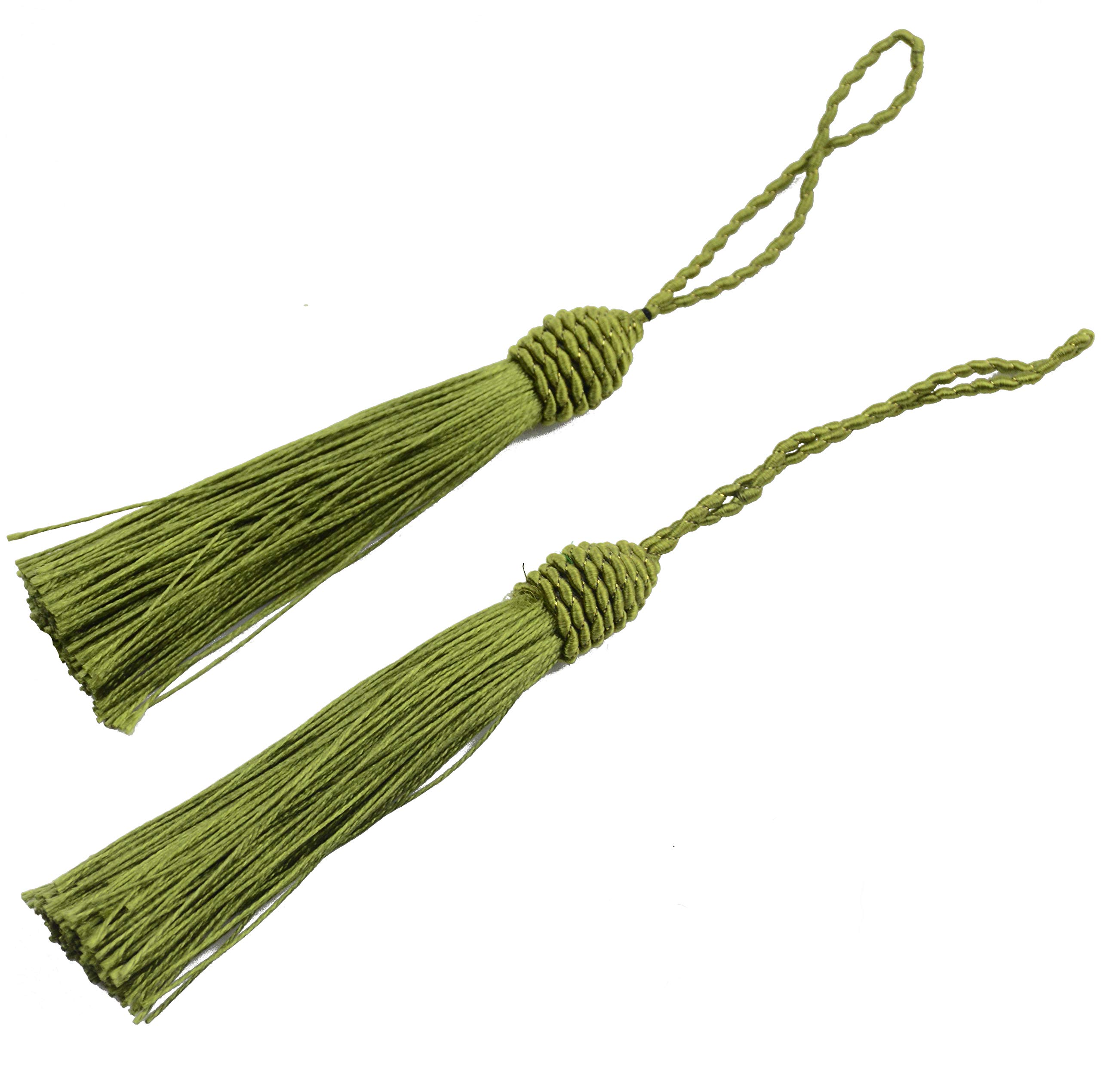 20pcs 15.5cm/6 Inches Silky Floss bookmark Tassels with 2-Inch Cord Loop and Small Chinese Knot for Jewelry Making, Souvenir, Bookmarks, DIY Craft Accessory(Army Green)