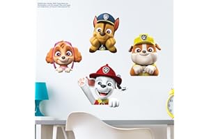 WALL PALZ Paw Patrol Puppy Faces Wall Decals - Chase Marshall Rubble Skye Vinyl Wall Sticker Bedroom Decorations - Paw Patrol Room Decor Peel and Stick