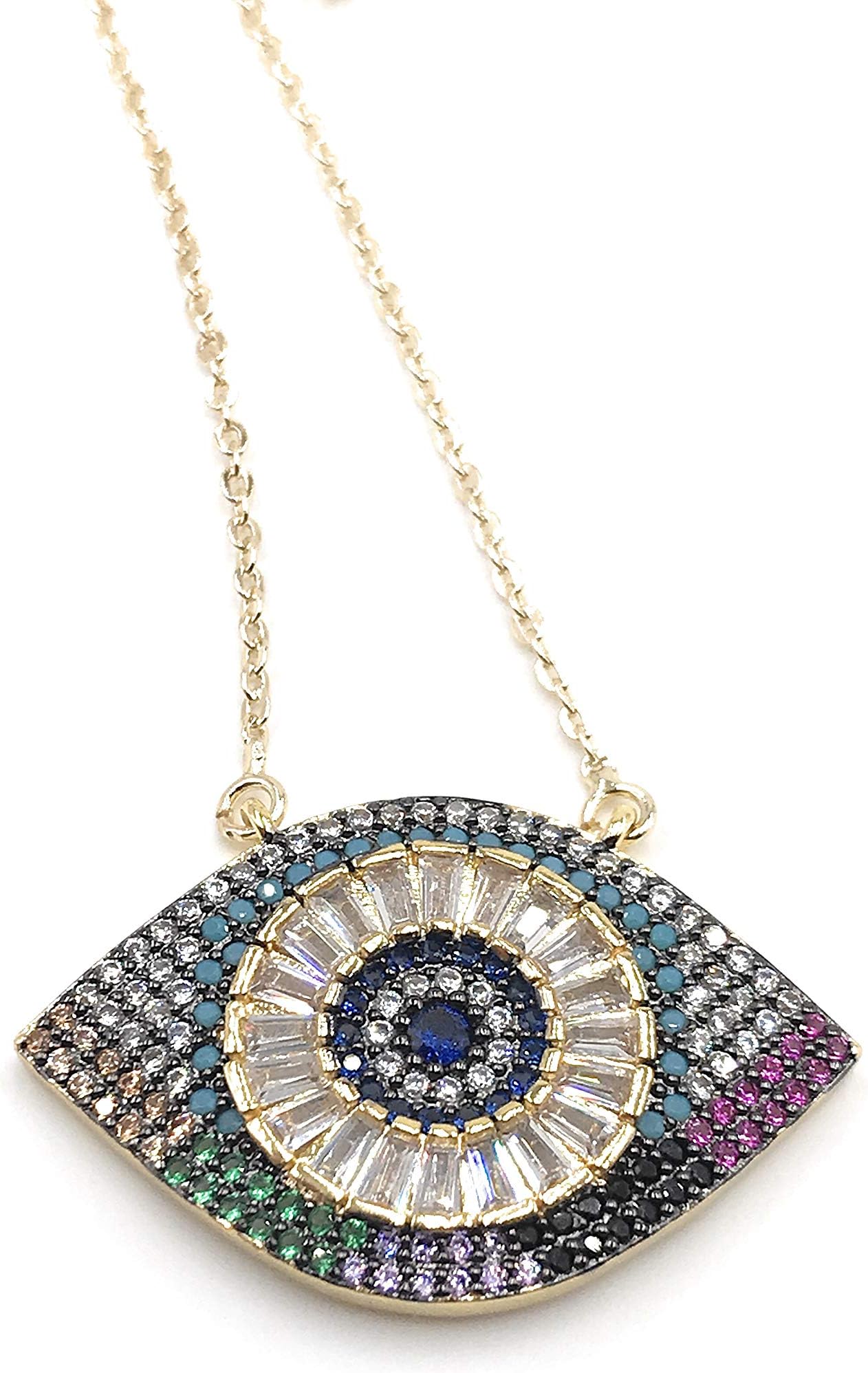 Evil Eye Necklace for Women 18K Gold Plated Chain