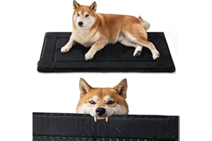 Bedsure Chew Proof Dog Bed Large Sized Dog Machine Washable Pet Crate Pad Durable Kennel Pad for Chewers, Black