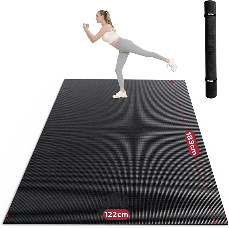 HAPBEAR Large Yoga Mat 6x4 8mm Non-Slip Ultra Durable Home Gym