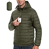 Pioneer Camp Men's Lightweight Packable Puffer Jacket with Hood Warm Puffy Winter Jacket Coat Insulated for Ski Hiking Travel