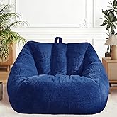 Giant Bean Bag Chair, Oversized Bean Bag Couch for Adults and Kids, Faux Fur Shell-Shaped Large Chair with Filler, Stuffed Big Accent Sofa Lounge Floor Sofa for Gaming, Reading