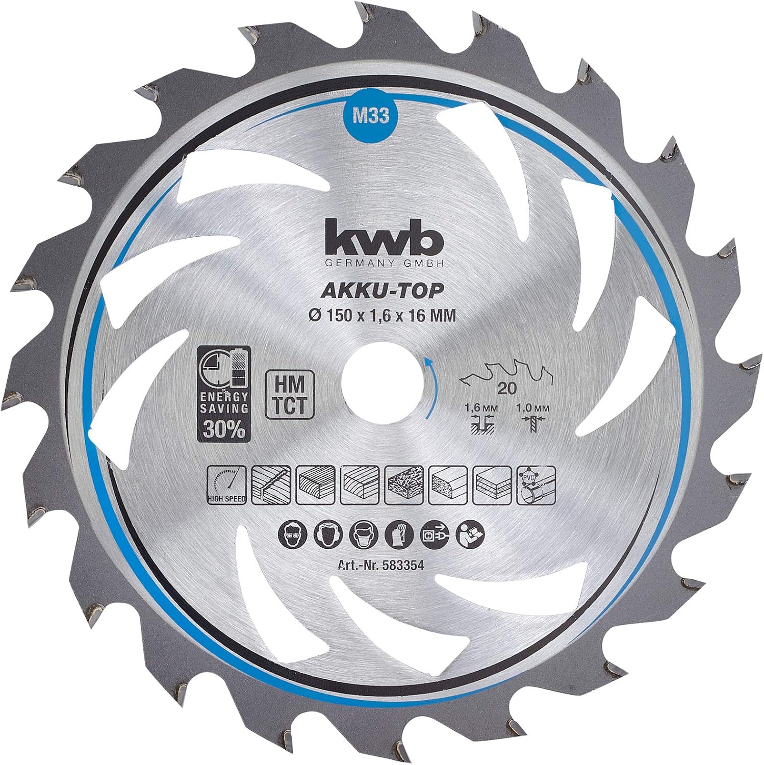 Original Einhell Circular Saw Blade 150 x 16 (Saw Accessories, Diameter 150 mm, Intake 16 mm, 20 Set Teeth