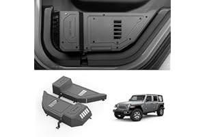 SHEAM Metal Rear Door Pocket Storage Box with Cup Holder Compatible with 2018-2024 Jeep Wrangler JL 2/4 Doors 4XE Gladiator JT, Door Side Insert Organizer Box Interior Accessories - 2PCS