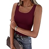 PRETTYGARDEN Tank Tops for Women 2026 Summer Sleeveless Scoop Neck Ribbed Tops Cute Spring Casual Fitted Basic Cami Shirts