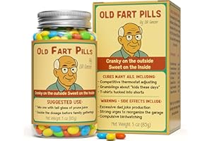 PELTO Old Fart Pills – Funny Gag Gift Candy for Men & Women – Retro Novelty Stocking Stuffers for Dad, Mom, Coworkers – Hilarious 30th 40th 50th 60th Birthday Gift, White Elephant & Holiday Joke.