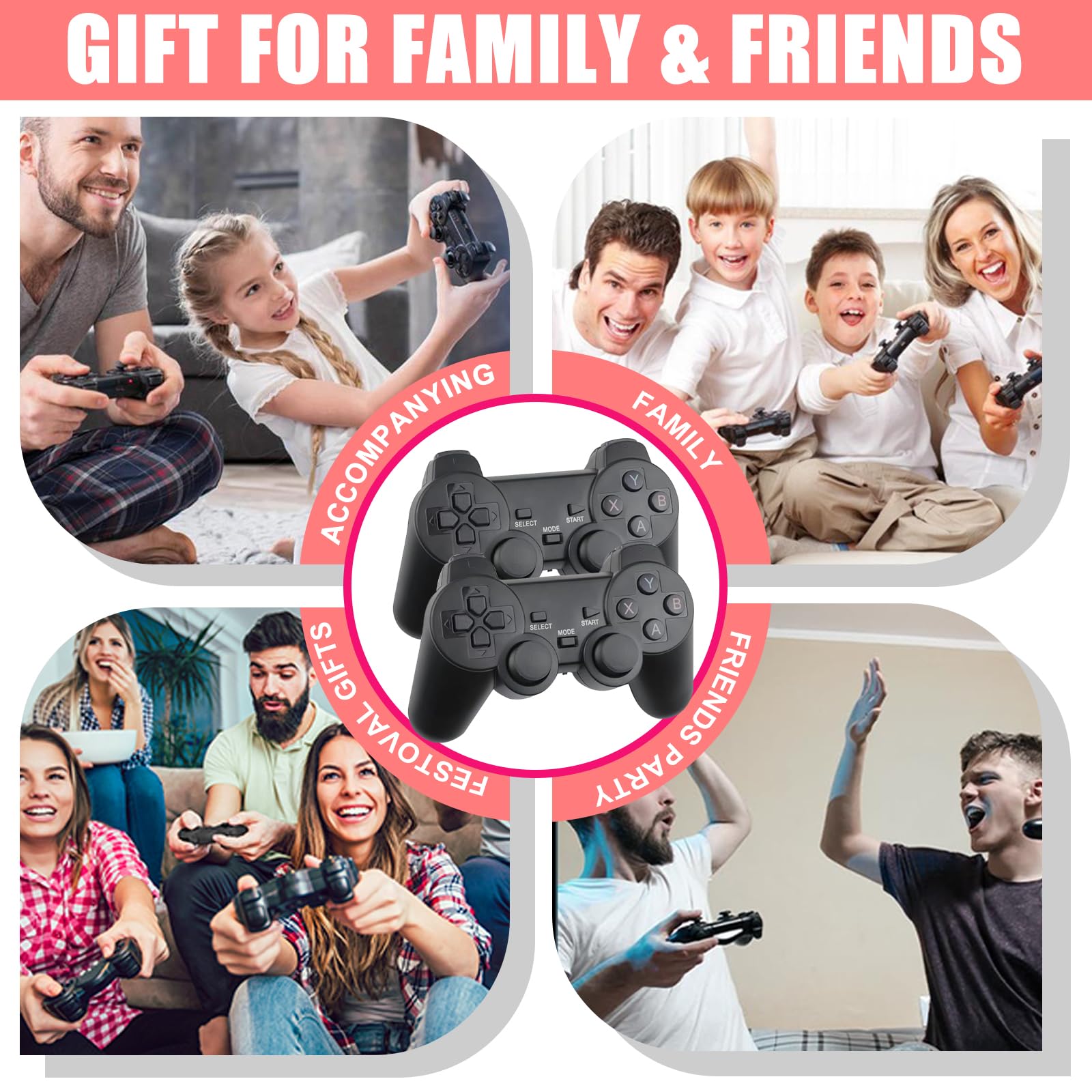 Retro Game Console - Retro Play Game Stick,Plug and Play Video Game Stick, 9 Classic Emulators,4K HDMI Output,Plug and Play Video Game Stick Built in 20000+ Games with 2.4G Wireless Controllers(64G)