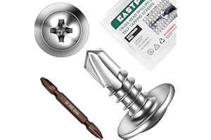 EASTPUK #8 x 1/2" Self Tapping Screws for Metal, Truss Head Phillips Drive 410 Stainless Steel Self Drilling Sheet Metal Scre