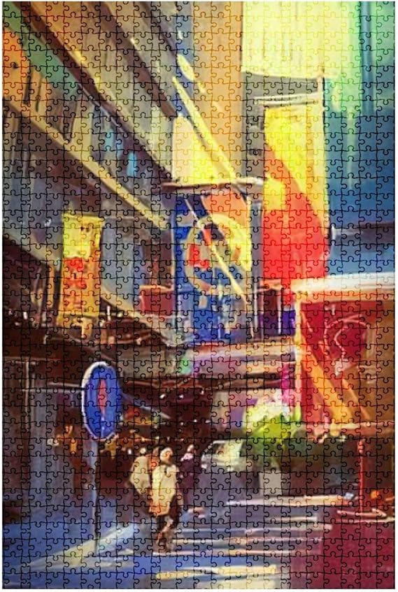 1000 Pieces Wooden Jigsaw Puzzle Colorful Painting of Urban