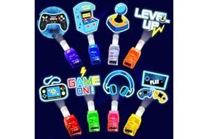 POPOOO 24PCS Video Game Party Favors-LED Finger Lights：Glow-in-the-Dark Light-Up Toys Bulk for Kids,Gamer Birthday Party Decorations Supplies, Party Goodie Bags Stuffers, Classroom Prizes, Fun Gifts