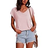 NEYOUQE Womens Summer Short Cap Sleeve T Shirts Dressy Casual Trendy Plain Workout Comfort Basic Tees Fashion Cute Tops