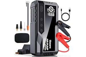 GIATERO Portable Car Jump Starter with Air Compressor, 6000A 150PSI Car Battery Jump Starter Battery Pack (12.0L Gas/12.0L Diesel), 12V Car Battery Jump Starter with Smart Jumper Cables, Lights, LCD Display