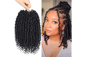Bileaf 8 Packs Passion Twist Crochet Hair 10 Inch Pre-twisted Short Crochet Passion Twist Hair, Pre Looped Passion Twist Crochet Braids Bohemian Crochet Hair 1B