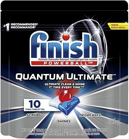 Detergente para Lava Louças em tabletes Finish Quantum Ultimate com 10 unidades, Finish, Preto 