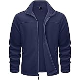 TACVASEN Men's Polar Fleece Jackets Lightweight Soft Winter Thermal Coats Outdoor Windproof Zip Up Jacket with Pockets