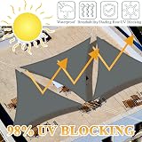 Teynewer 5x5x5m Triangle Shade Sail UV 98% Waterproof Dark Grey with Rope view 2