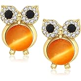 ZEMSVIC 14K Gold Plated Owl Stud Earrings for Women - Cute Animal Design Hypoallergenic Earring - Gifts for Moms Girlfriends