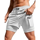 CRZ YOGA 2 in 1 Mens Athletic Shorts 3.5'' with Liner Quick Dry Lightweight for Running Gym with Zip Pockets