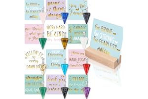 RELAEHIH 12 Crystal Necklace & 12 Months Affirmation Cards For Women, Self Care, Crystals and Healing Stones Matching Positive Affirmations Cards, Inspirational Christmas gifts for Women, Teenage Girls, Mom