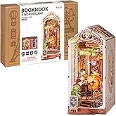 Rolife DIY Book Nook Kits for Adults, Miniature Dollhouse Booknook Kit, 3D Wooden Puzzle Creative Decorative Bookends Bookshelf Diorama Insert Crafts Hobbies Gifts (Holiday Café)