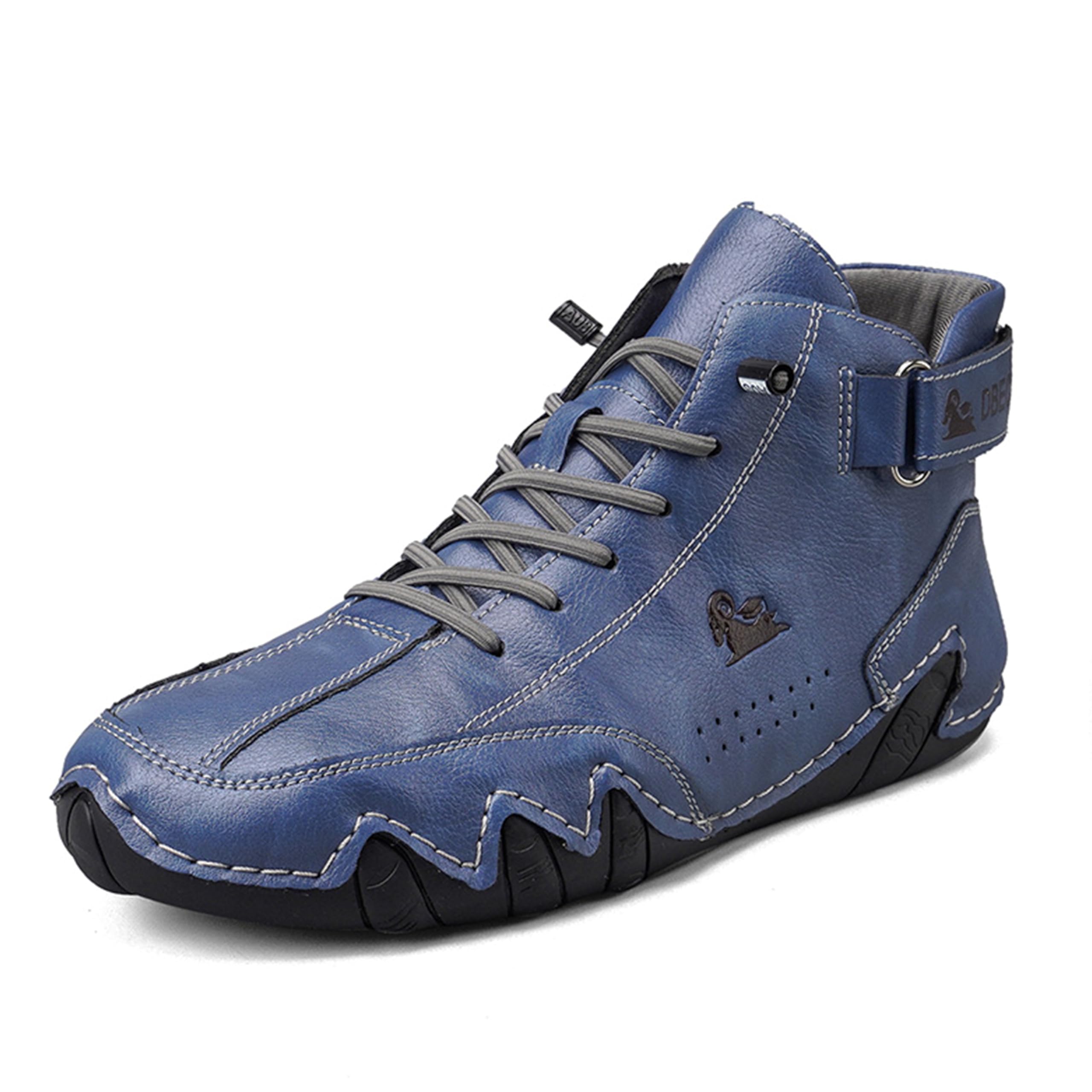 Photo 1 of Dbeck Explorer Waterproof Lightweight Mens Outdoor Shoes for Hiking Italian Handmade Suede High Top Boots Non-Slip Barefoot Ankle Boots, All Season, Blue, 6