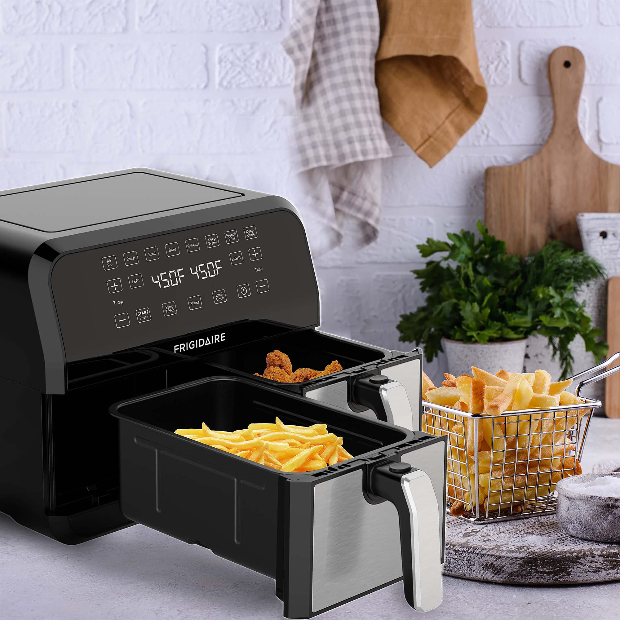 CULINARY CHEF 8 QT DUAL zone 2-drawer Digital Air Fryer, Black/Stainless