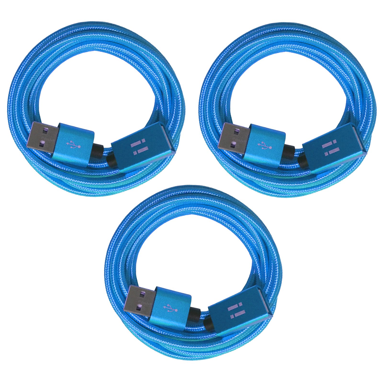 i! - 3 x 2 m premium nylon USB extension cable - A male to A female - blue