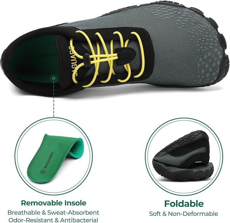 Barfußschuhe Damen Barfussschuhe Herren Outdoor Barfuss Schuhe Leicht Zehenschuhe Barfuß Fitnessschuhe mit Breiter Zehenbox Paynes Grau, Gr.38 EU