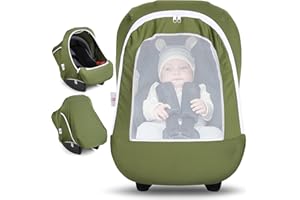 Metplus 2-in-1 Baby Car Seat Cover, Multi Use Cover for Baby Car Seat Canopy with Privacy Sun Shade, Protect Your Baby's Safety Seat with Style, Infant Carrier Covers for Boys & Girls