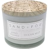 Sand + Fog Scented Candle - Ocean Mist &ndash; Additional Scents and Sizes &ndash; 100% Cotton Lead-Free Wick - Luxury Air Freshening Jar Candles - Perfect Home Decor &ndash; 12oz
