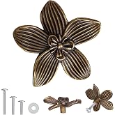 CEYMIO 4 Pack Antique Brass Bronze Flower Cabinet Knobs, 2.4 Inch | Vintage Floral Dressers Handle Pulls for Closet Bathroom. Decorative Furniture Knobs, Classic Cabinet Hardware