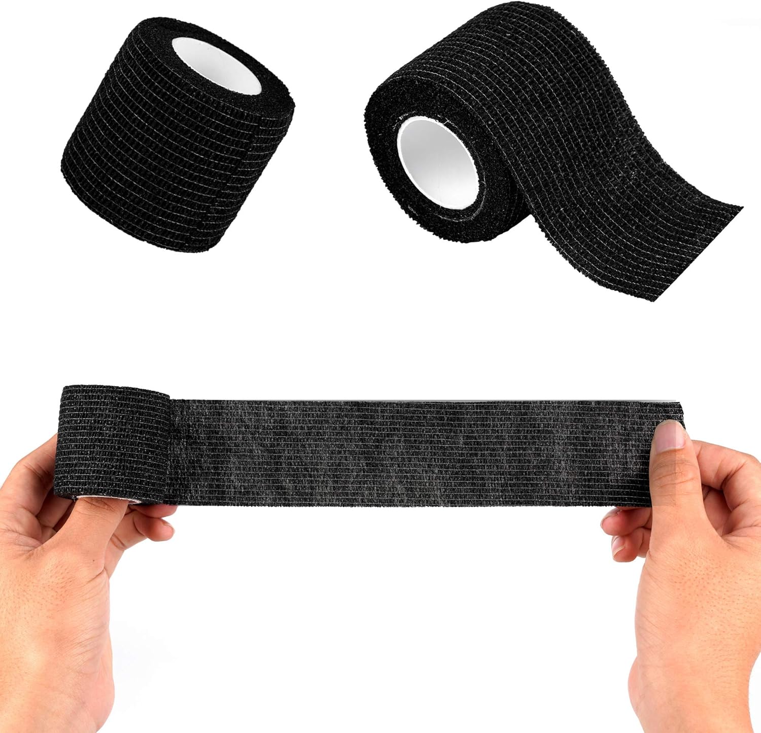 12 Pack Self Adherent Cohesive Wrap Bandages 2 Inches X 5 Yards, First Aid Tape, Elastic Self Adhesive Tape, Athletic, All Sports wrap Tape, Breathable Wound Tape, Bandage Wrap for Wrist, Ankle, Black: Health & Personal Care