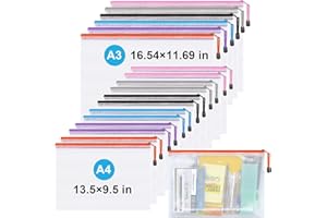 KRVYRN Mesh Zipper Pouch,Waterproof Zipper Bags,18pcs Document Folders,for Puzzle Board Game Storage,for School Office Supplies.
