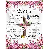 Buryeah Mother's Day Spanish Christian Blanket Religious Gifts Faith Bible Soft Gifts Inspirational Spiritual Scriptures Favors for Women Church Teacher Mother Sister Friend Nurse(Rose)