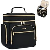 Hanke Large Toiletry Bag for Women Travel, Double Layer Organizer with Wide Opening for Full-Size Cosmetics &amp; Toiletries, 12.2L Water-Resistant Makeup Bag,Black