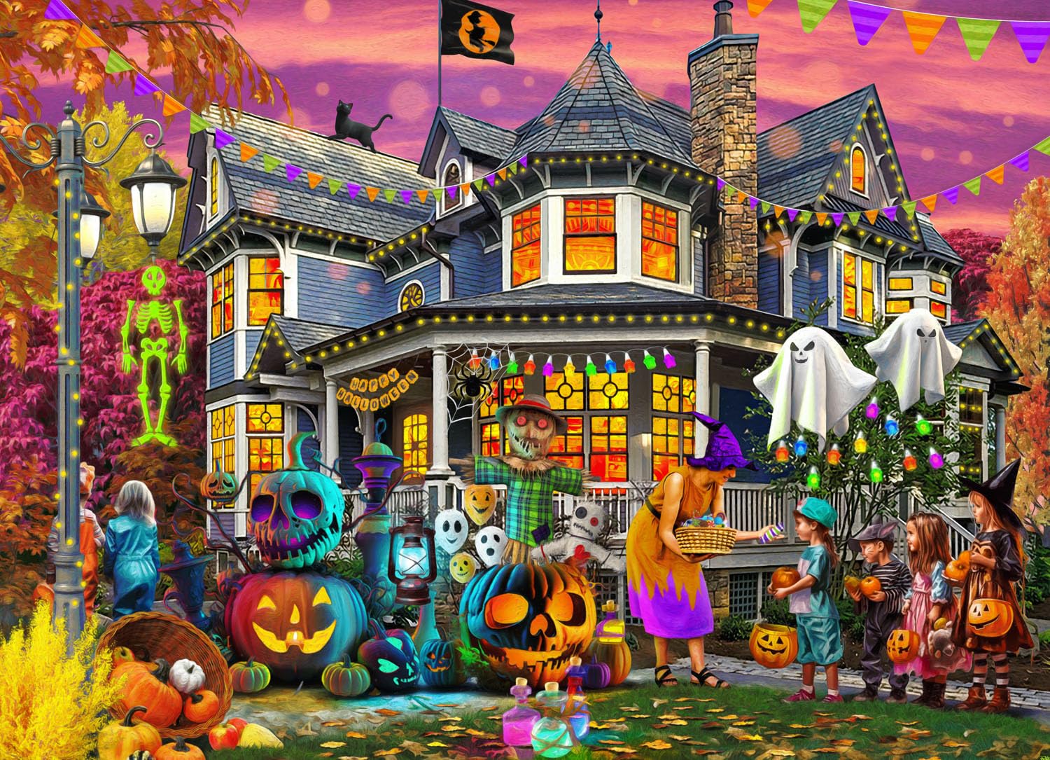 Vermont Christmas Company All Hallows' Eve Jigsaw Puzzle 1000 Piece - Halloween Puzzle for Adults & Families - Randomly Shaped Pieces - 26 5/8" x 19 1/4"