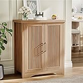 Memobarco Fluted Buffet Cabinet with Storage Accent Sideboard,Modern Credenza with 2 Doors & Adjustable Shelves,Wood Coffee B