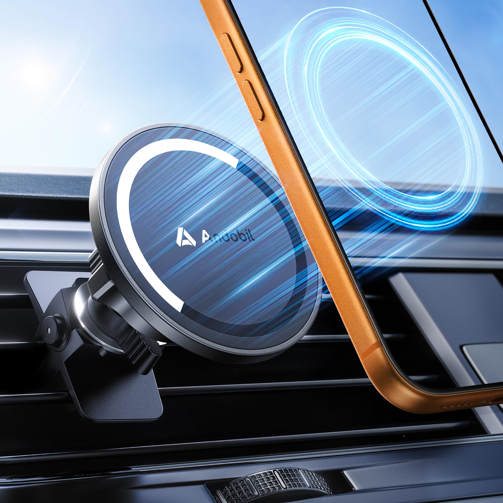 andobil Militar Handyhalterung Auto Magnet [20*N56 Starker Magnet] für Magsafe Autohalterung [2026 Upgraded Lüftungsclip], Handy Halterung Auto Lüftung Kompatibel mit iPhone 17 16 15 14 13 Pro Max