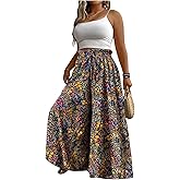 BEAUDRM Women's Plus Size Floral Baggy Pants Boho Drawstring Wide Leg Flowy Vacation Palazzo Pants
