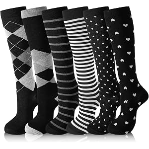 KKuSoxyy 6 Pairs Compression Socks for Women Men | Thigh High Compression Socks, 15-20 mmHg Thigh High Compression Stockings