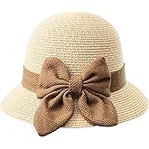 Women Sun Straw Hat Cloche Hat Summer Hat for Women 1920s Vintage Hat Foldable Packable for Beach Vacation