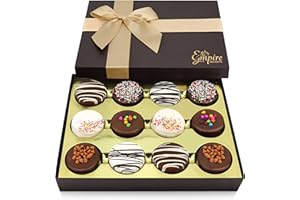 EMPIRE DELIGHTS Gourmet Cookies Gift Basket - Delicious Chocolate Gift Basket Great for Birthday Treats for Women and Men - Fancy Chocolate Covered Cookies for Gifting, 12 Count