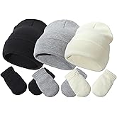 Toddler Baby Beanie Hat and Mittens Set Newborn Hat Toddler Winter Warm Knit Hat for Boys Girl 0-5 Years