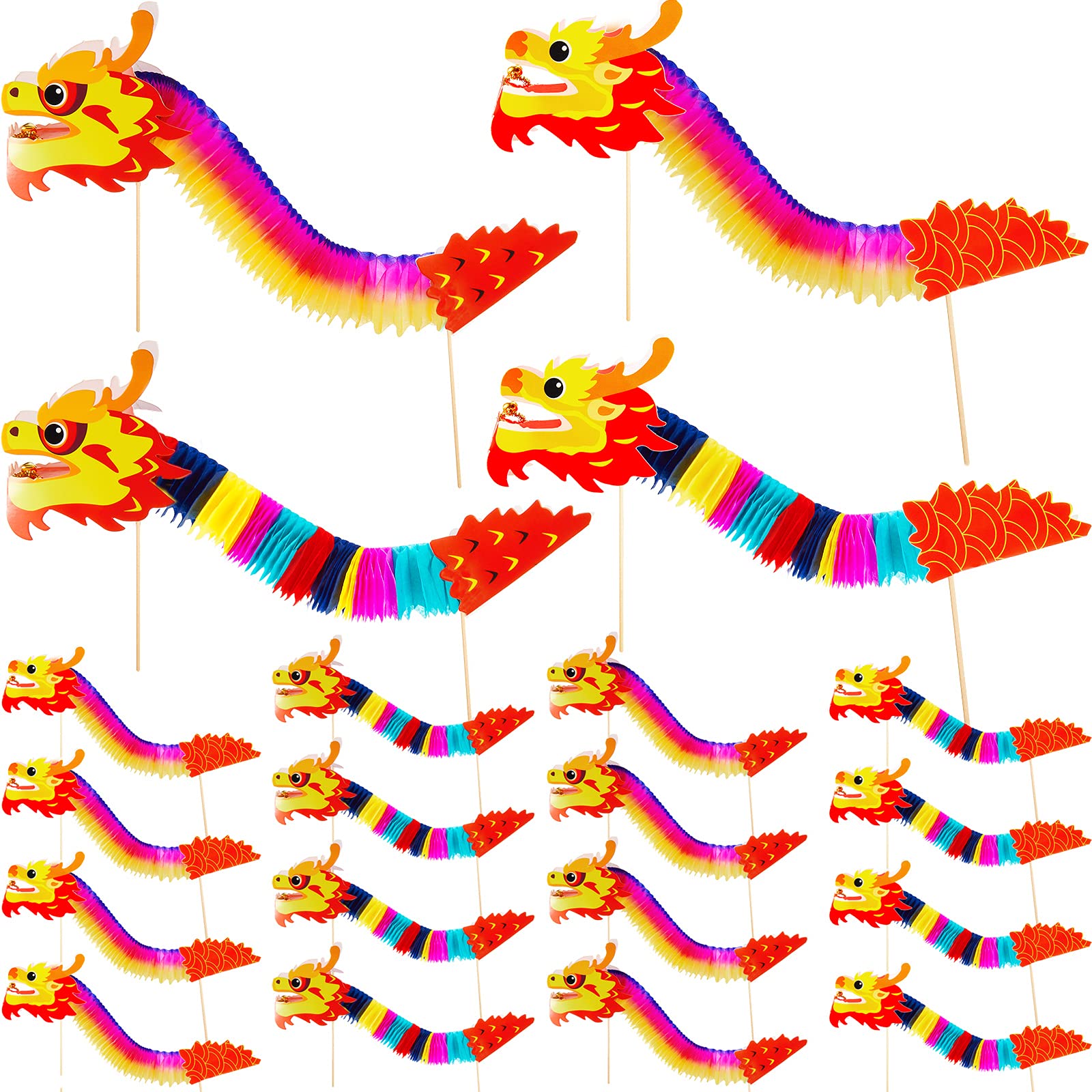 thumbnail image 2 of 12-Pack Chinese Paper Dragon Decorations - DIY Dragon Garland For New Year Parties 2 of 13