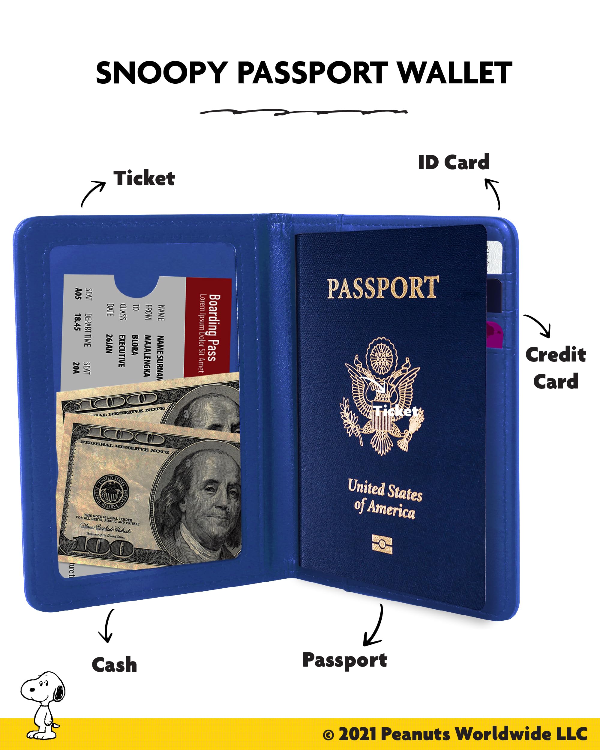 Peanuts Snoopy Passport Cover Official License, Cute Passport Holder for Travel With Woodstock, Snoopy Gifts